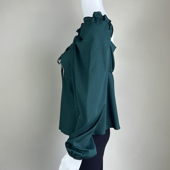 Topshop Dark Green Blouse - Picture 7 of 11